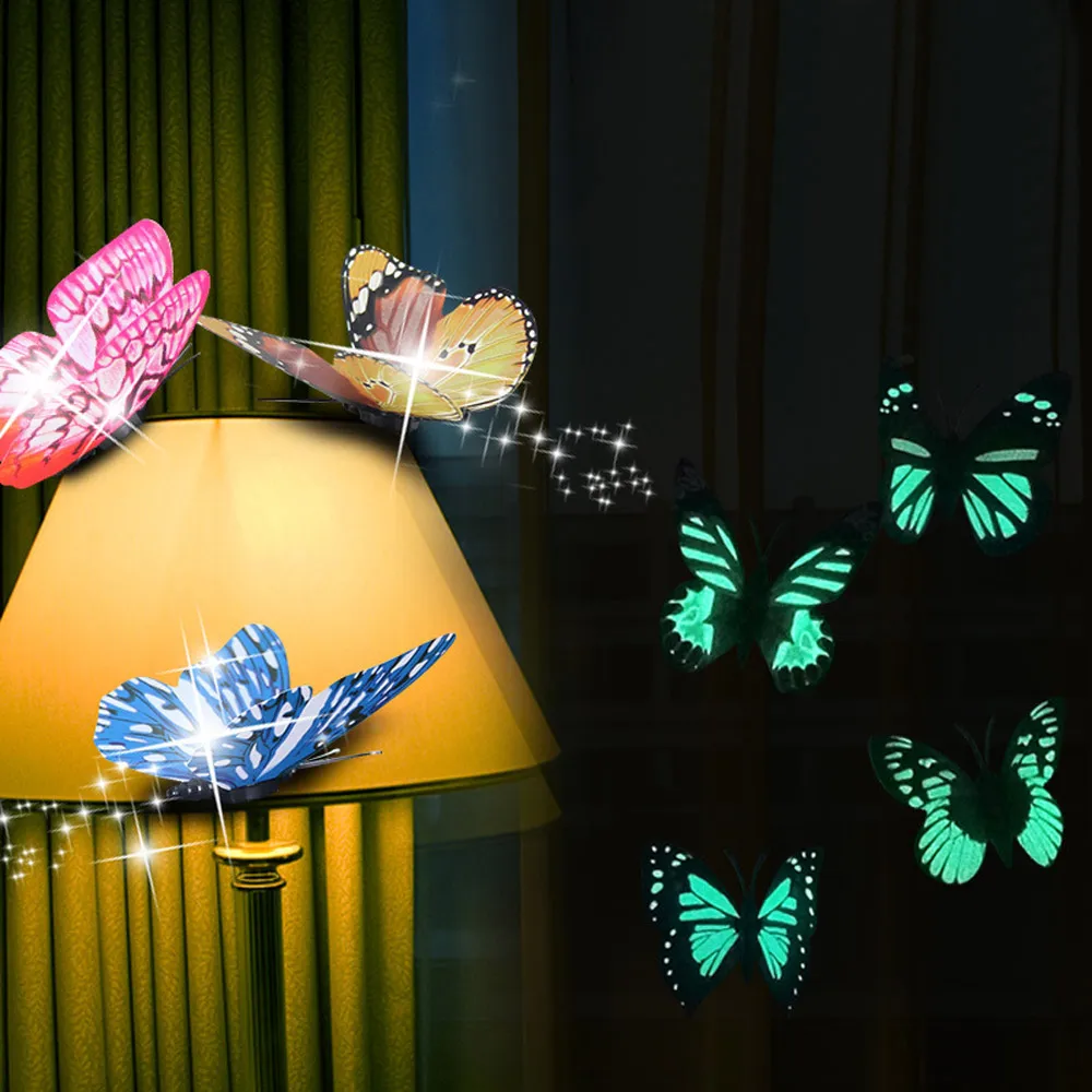 30 шт./компл. имитация светящейся бабочки, 3D наклейки на стену, украшение для дома, фестиваля, фотомагниты, наклейки 8 см