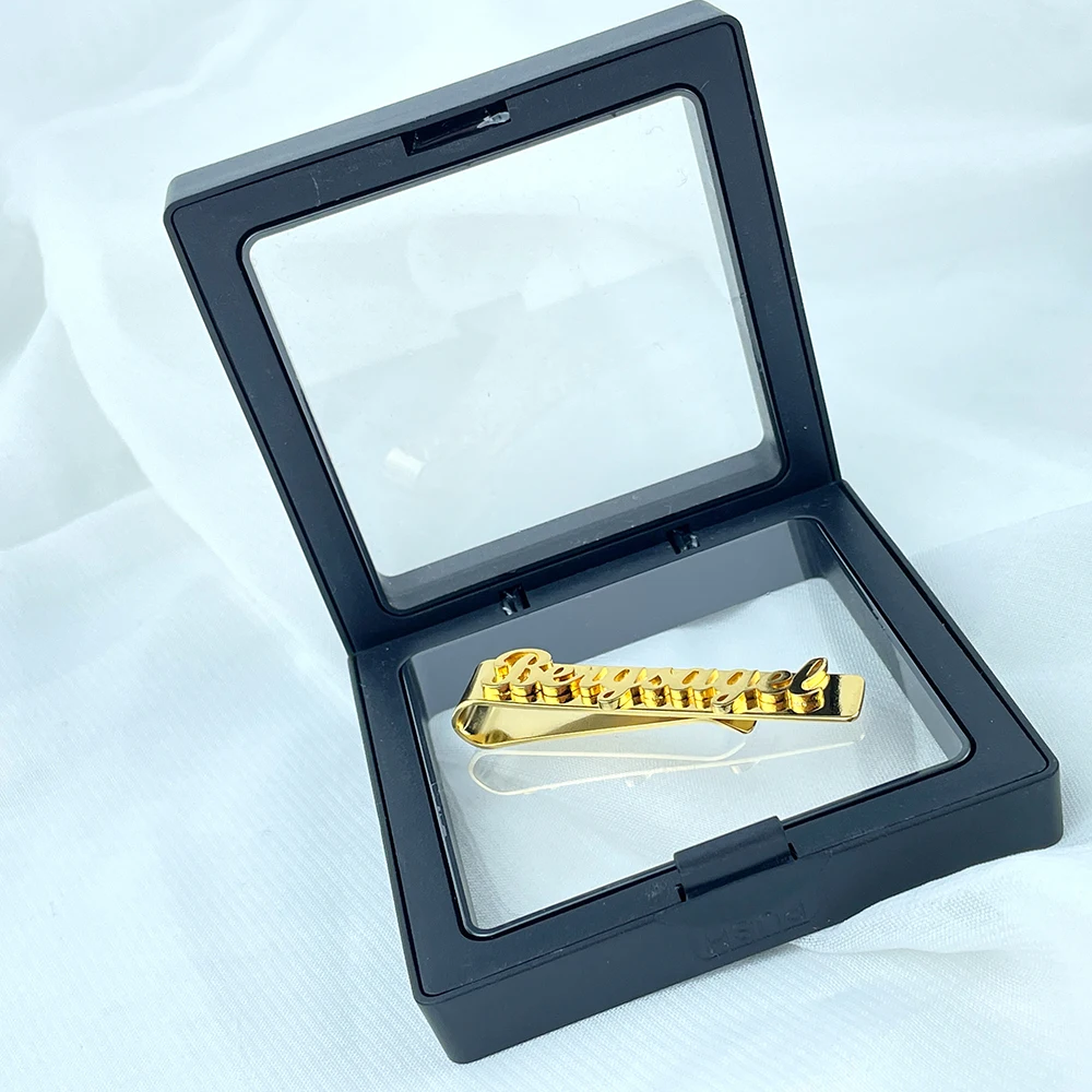 Персонализированный мужской Tiepin с именной табличкой из нержавеющей стали зажим