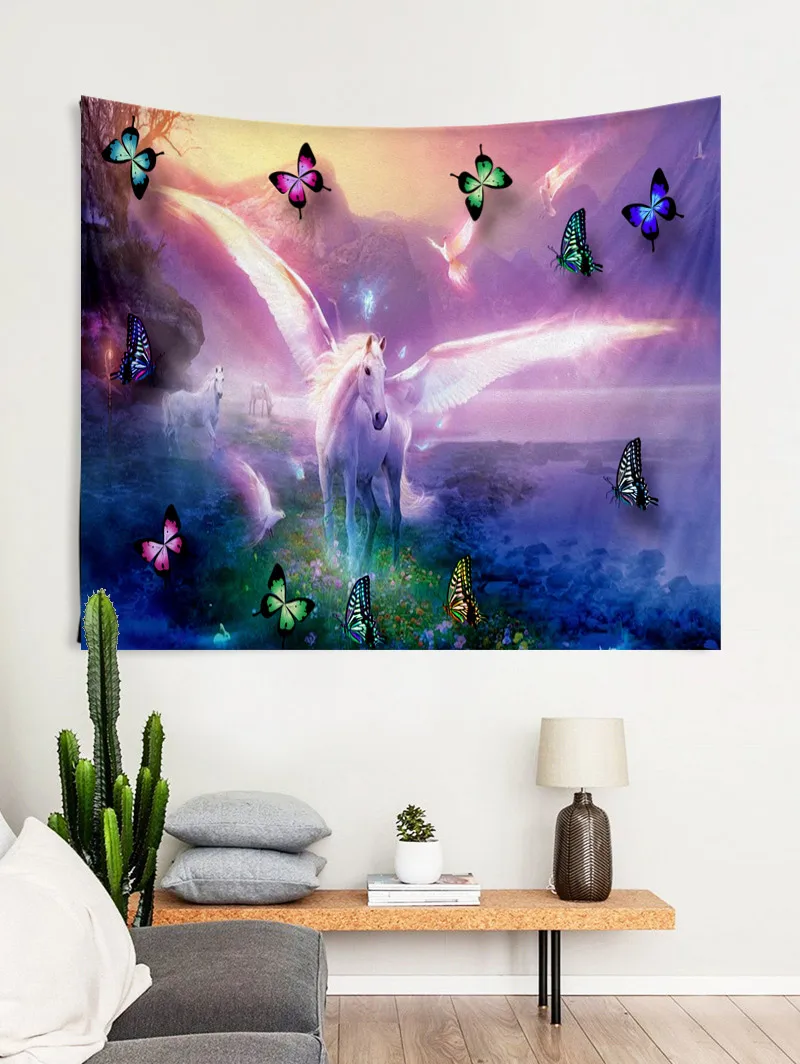 Creative 3D Printing Butterfly And Pegasus Fringed Iris Herb Tapestry Wall Hanging Bed Spread Beach Towel Table Cloth Yoga Mat | Дом и сад