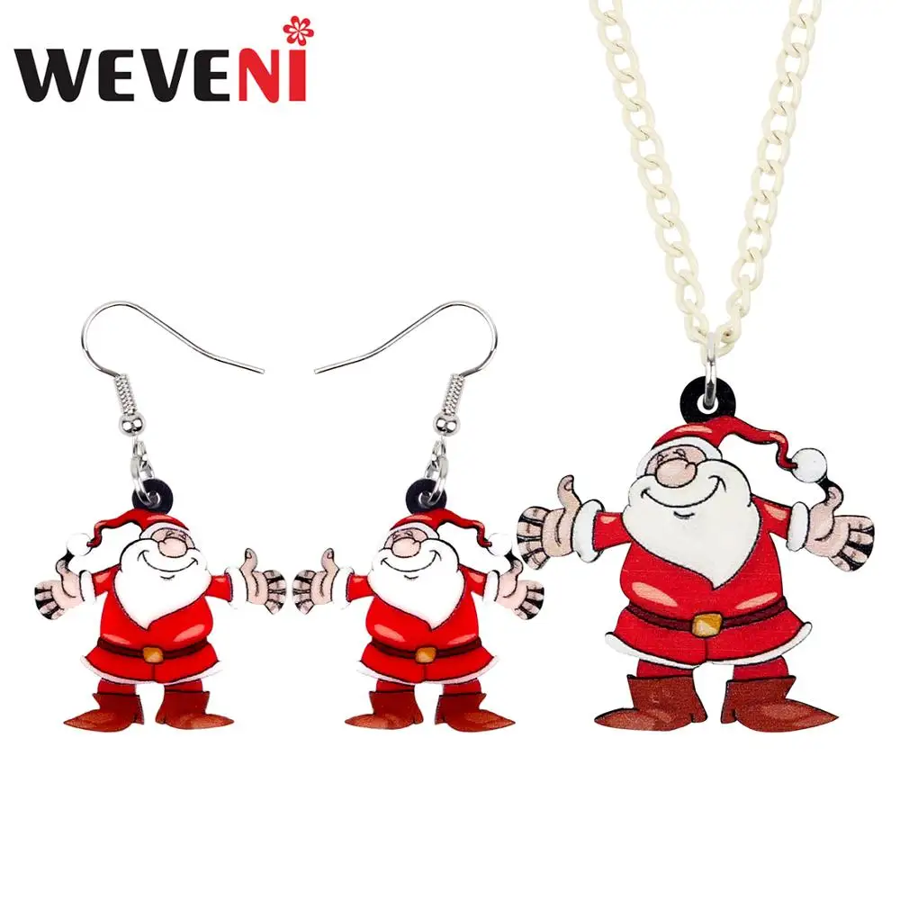Акриловые рождественские Ювелирные наборы WEVENI с Санта Клаусом ожерелье серьги