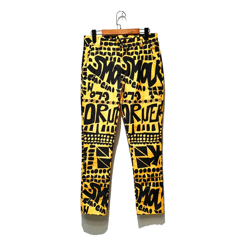 Брюки мужские с цветочным принтом и надписью модные штаны для бара ночного клуба