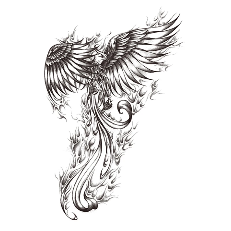 Большая рука водонепроницаемая Женская временная татуировка огонь Феникс