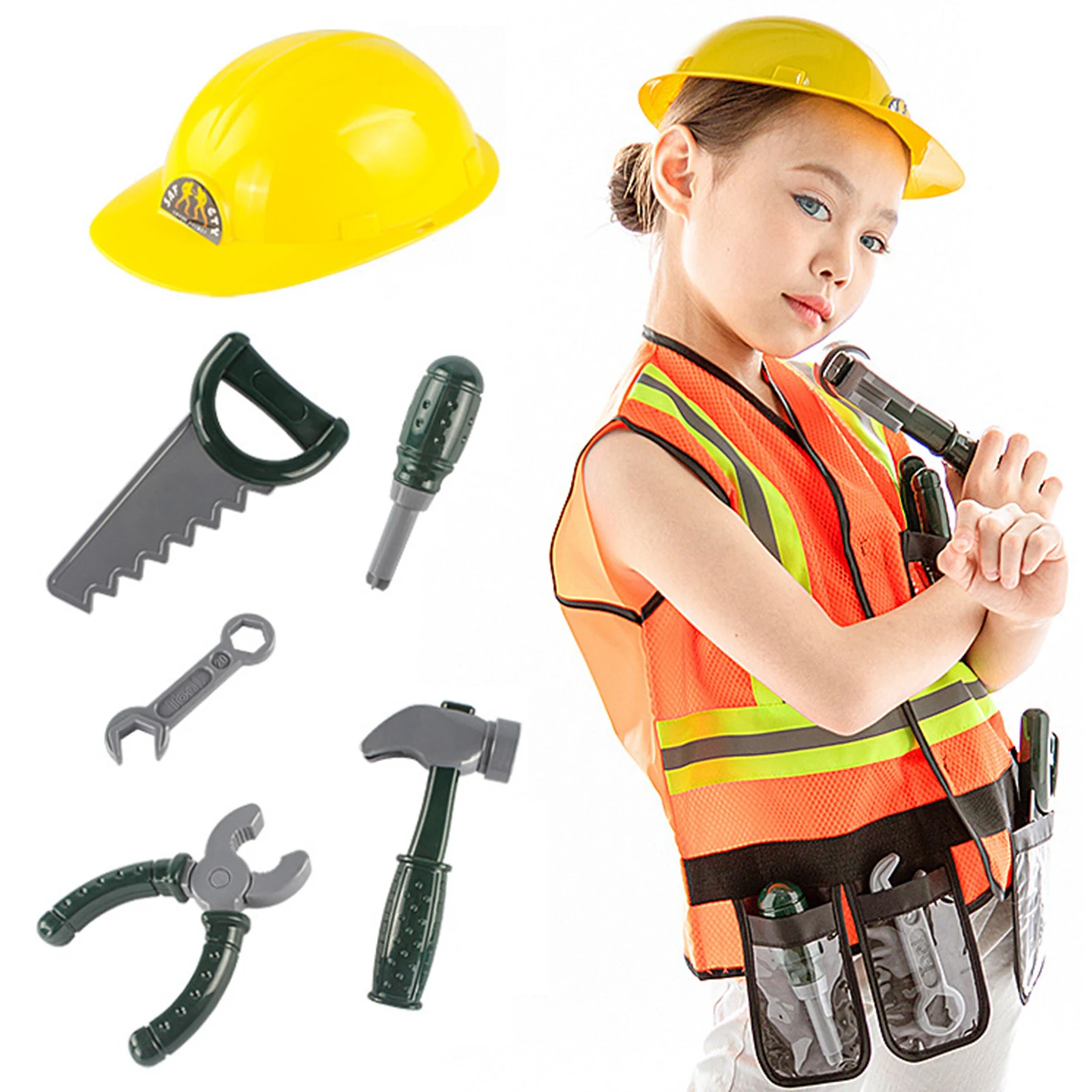 

Construction Worker Cosplay Costume with Accessories for Kids