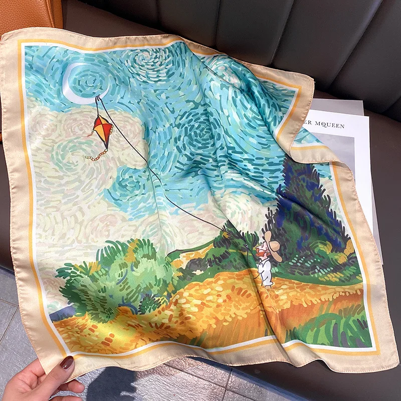 Женский квадратный шейный платок шелковый шарф платки и палантины бандана