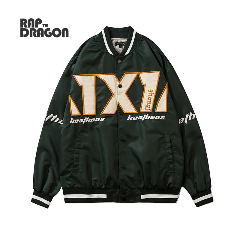 

Hip Hop Baseball Jacket Men Letter Embroidery Coat Japanese style Streetwear 2021 Autumn Couple Oversized Loose Bomber Jacket
