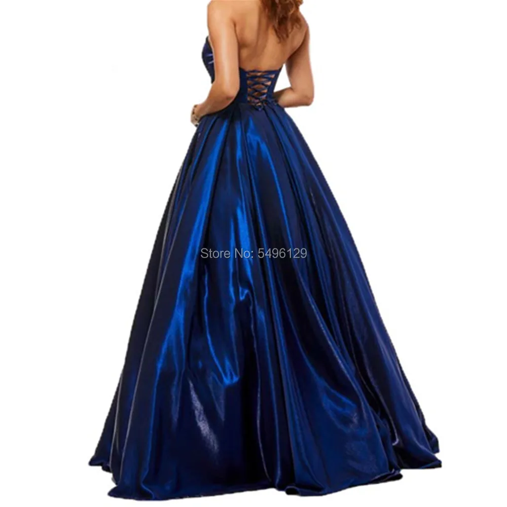Новый ярко синие вечерние платья элегантные атласные Vestido De Noiva Милая платье