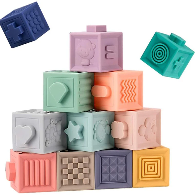 

Baby Toy Soft Building Blocks 3D Touch Hand Balls Baby Massage Rubber Teethers Squeeze Sensory Montessori Bath Toy for Kids Gift