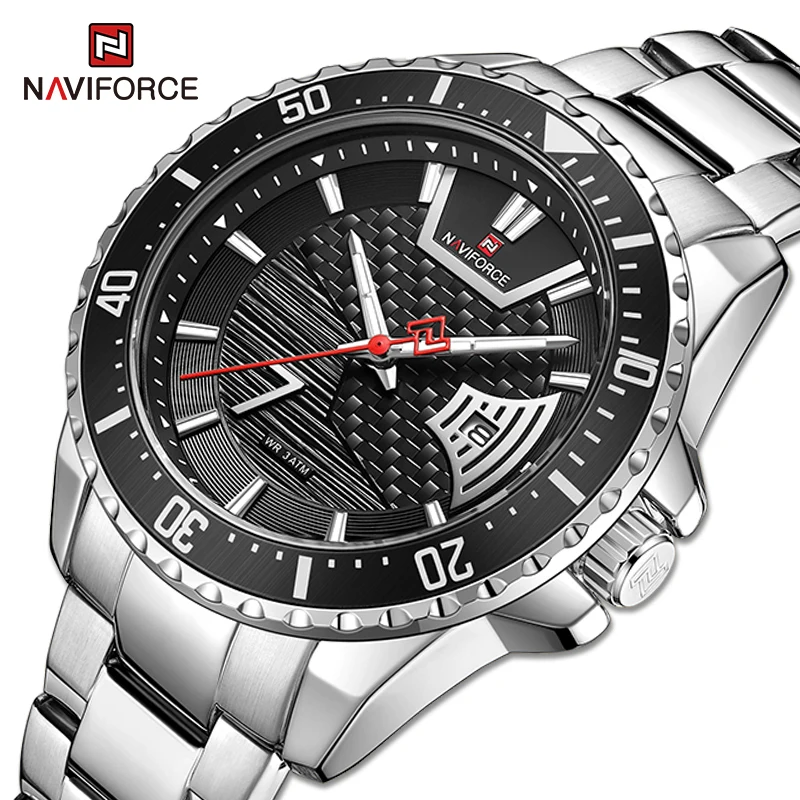 NAVIFORCE Luxury Brand Watches for Men Fashion Casual Stainless Steel Wristwatch Analog Date Waterproof Quartz Clock Male Watch
