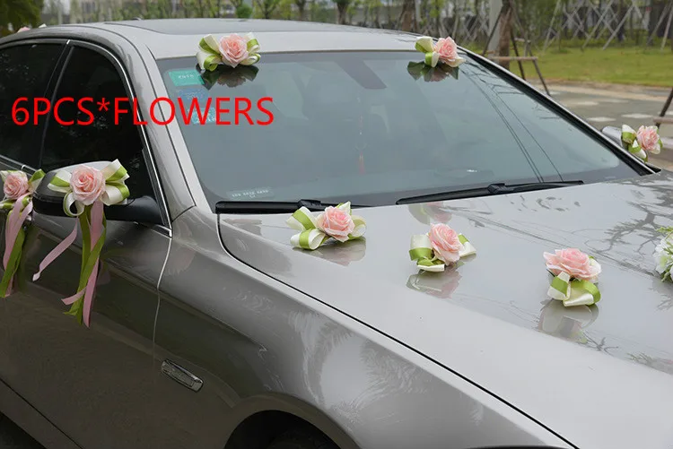 Розовые милые цветы с лентой для свадебного украшения автомобиля автомобильные