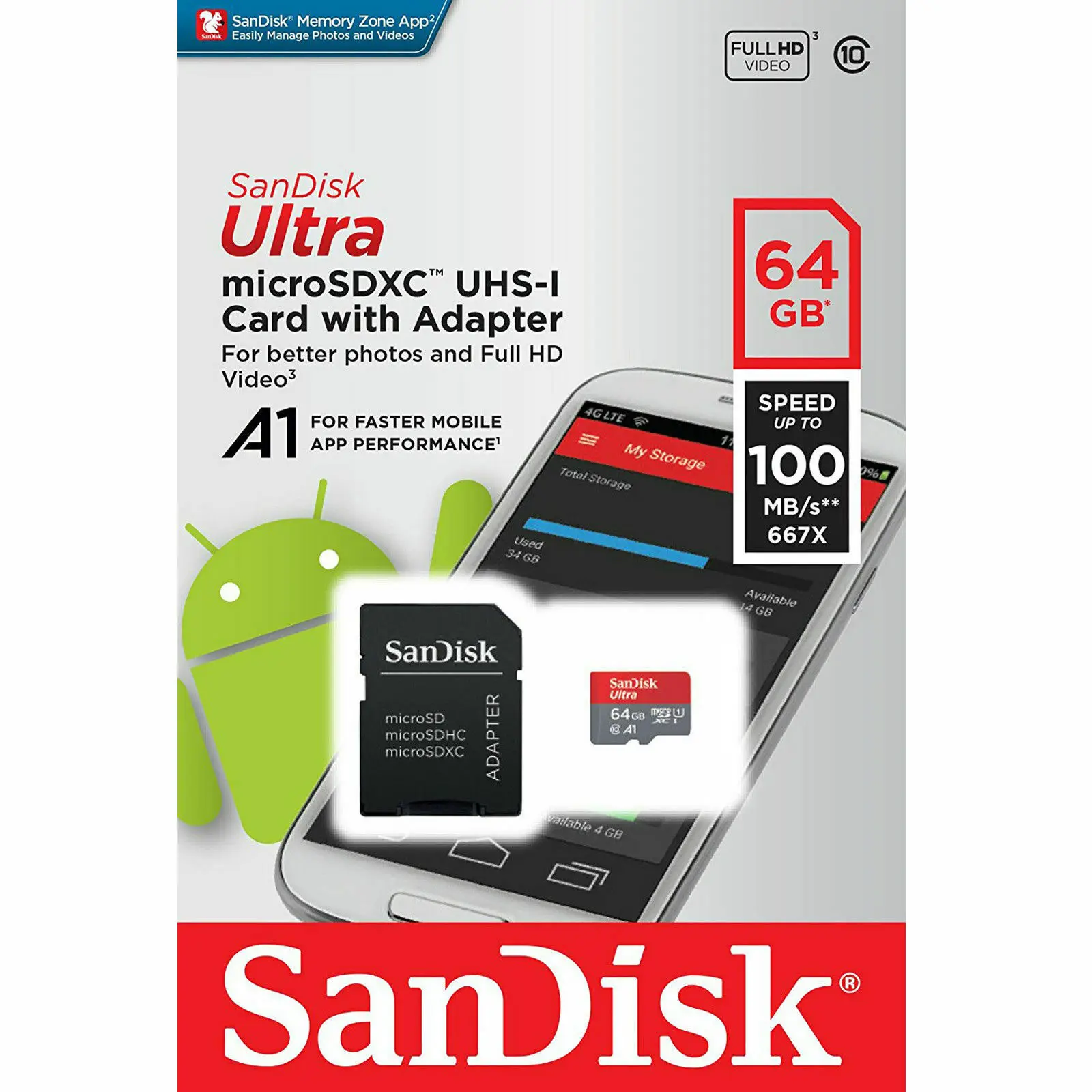 Карта памяти Sandisk Micro SD 16 ГБ с адаптером | Компьютеры и офис