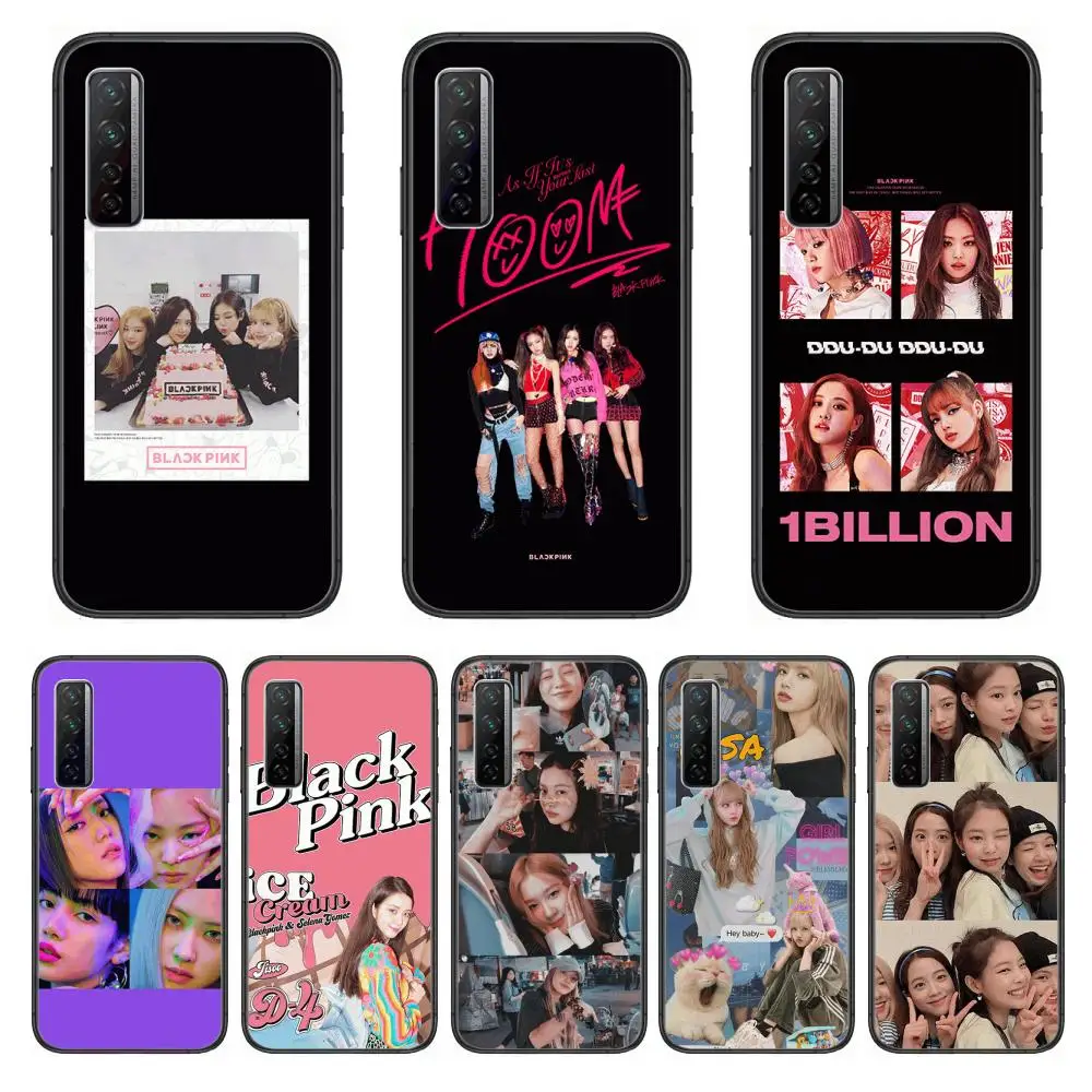 

KPOP BLACKPINKS case Phone Case For Huawei mate 40 30 10 20 40 8 9 Lite Z Pro Black Etui 3D Coque Painting Hoesjes 5g black