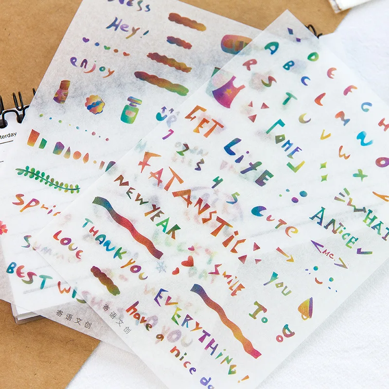 

2 Sheets/pack Color Dots Floral Letter Decorative Diary Sticker Scrapbook Planner Decorative Geometry Stationery Sticker