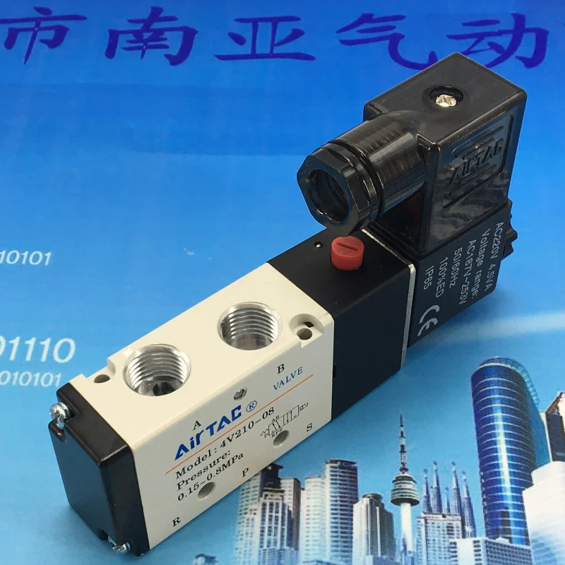 4V210-08 DC12V DC24V AC220V AC110V 1/" 5 способ 2 Позиции Airtac Электрический электромагнитный клапан 4V200 серии регулирующий клапан