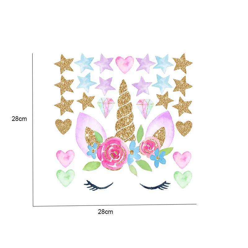 Красочный цветочный Единорог наклейки на стену 3D художественная Наклейка в виде