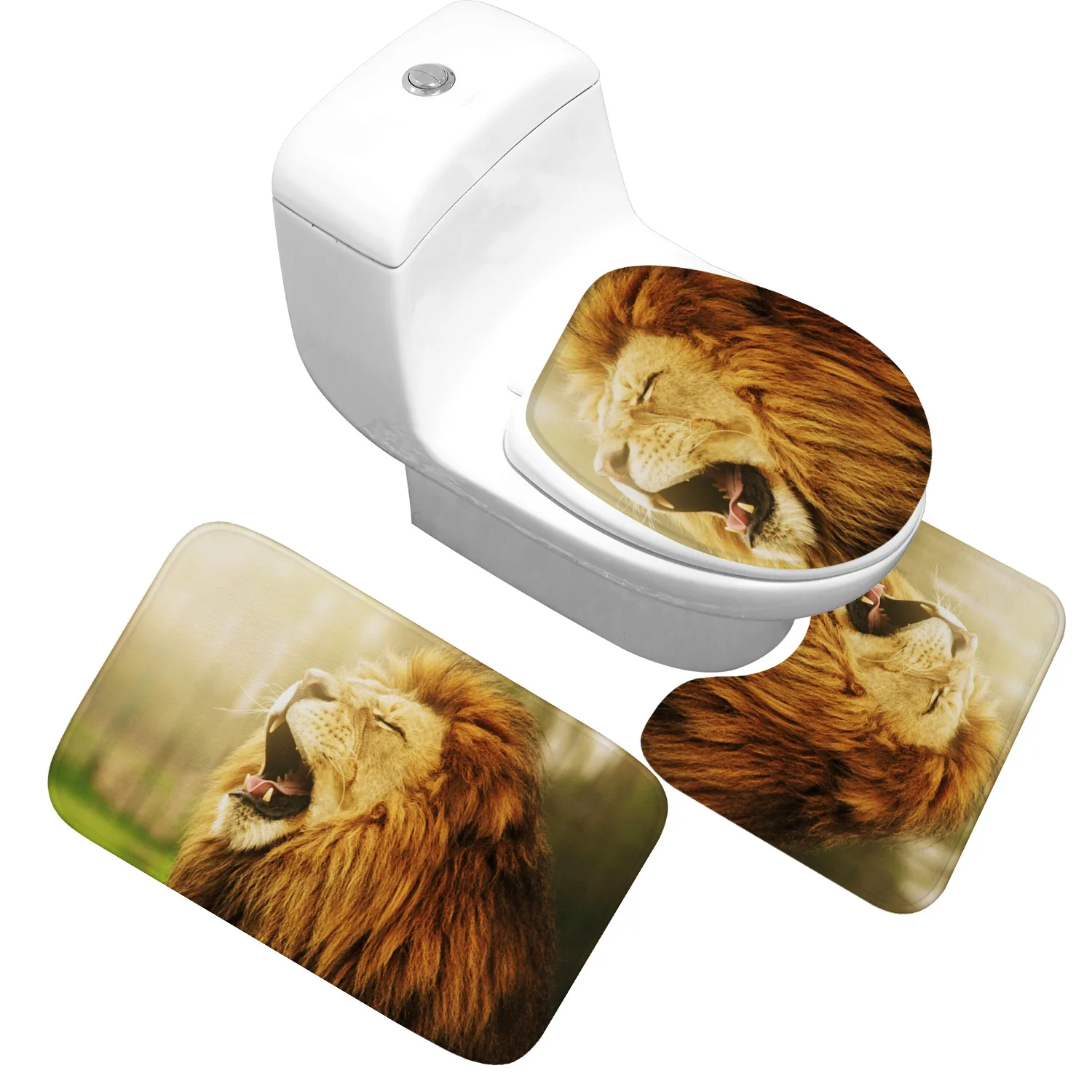 

Zeegle Bath Mat Set Anti Slip Bathroom Doormat Flannel Toilet Pedestal Rug Soft Foot Mat Absorbent Toilet Seat Cover Toilet Set