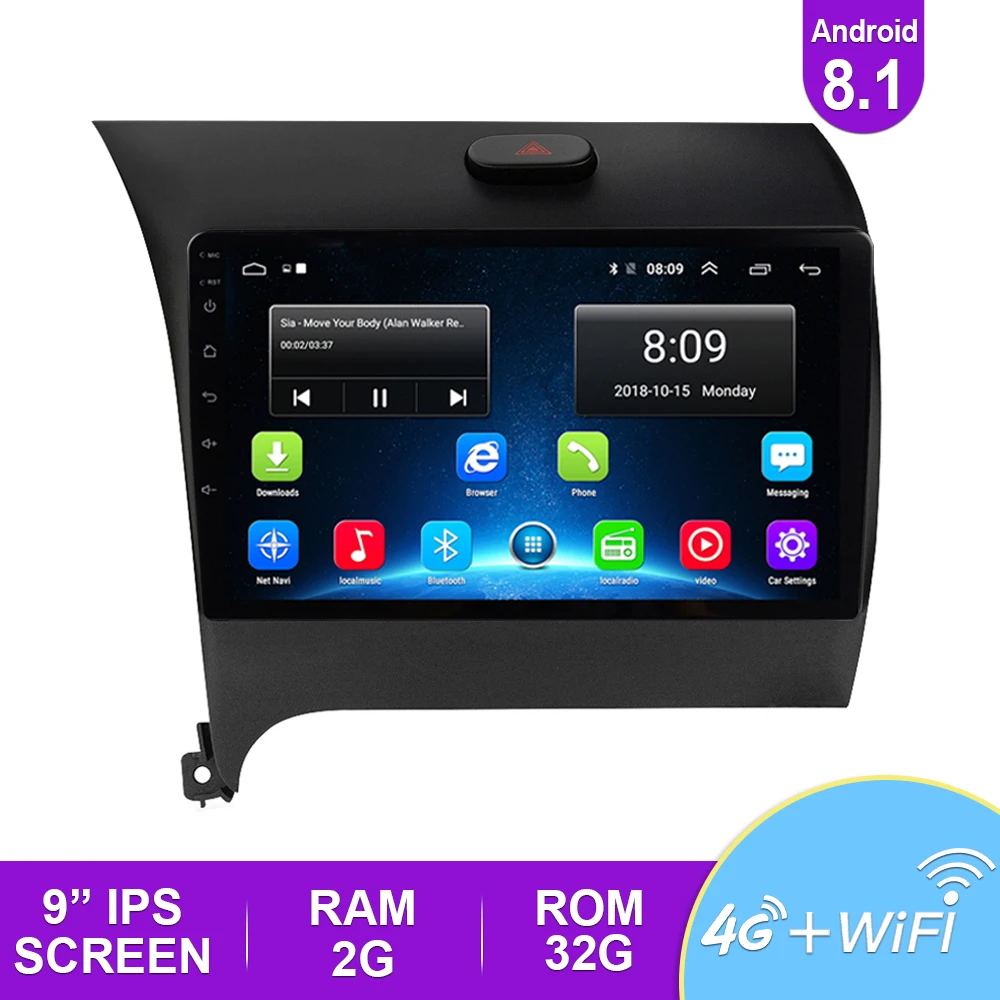 Автомагнитола с GPS мультимедийный DVD плеер для KIA K3 CERATO FORTE 9 дюймов IPS Android 8 1 2013 2014