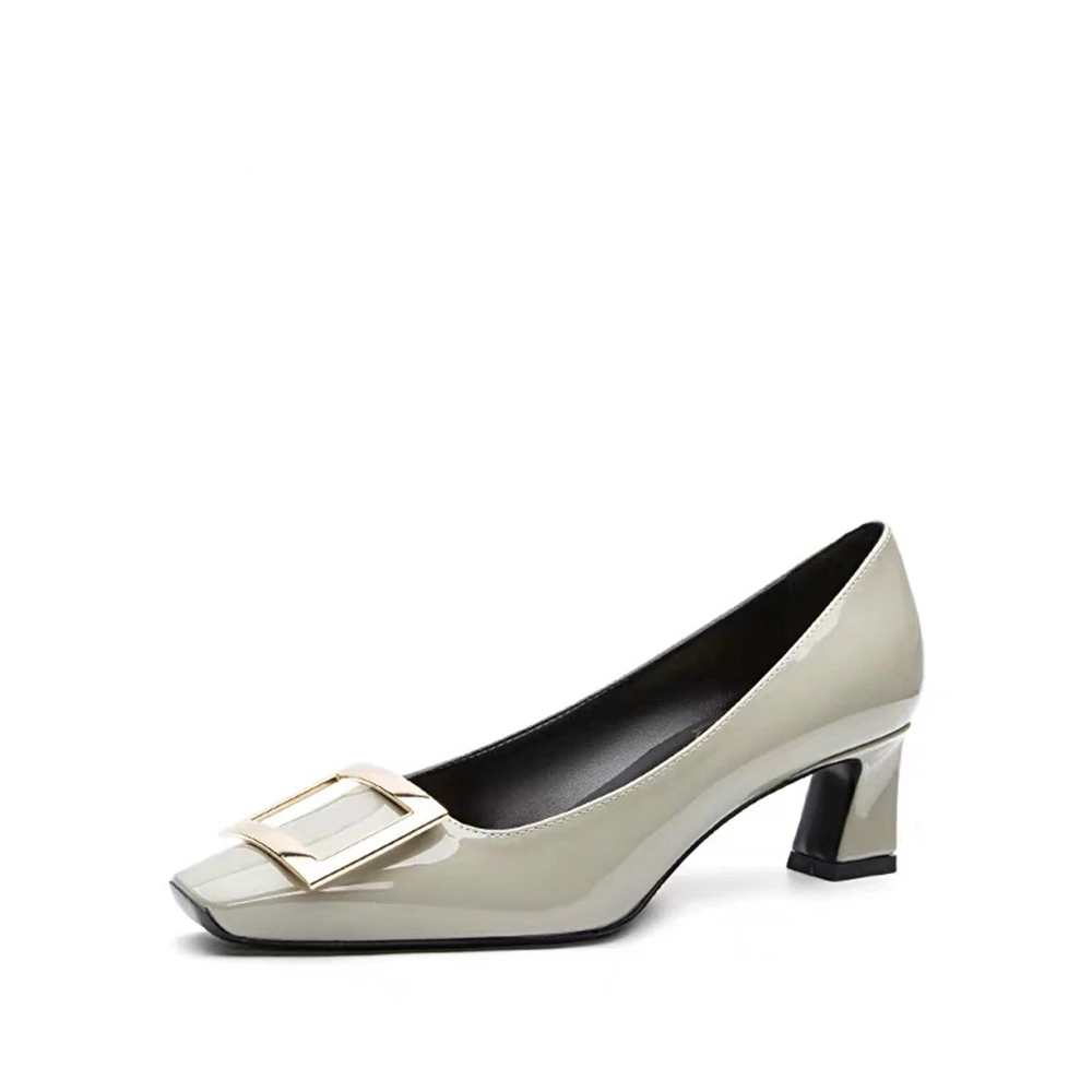 Туфли лодочки женские из натуральной кожи лакированная кожа квадратный носок