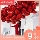 Надувные шары из фольги, 18 дюймов, цвета розового золота, красного и розового цветов, 50 шт., гелиевые шары в форме сердца