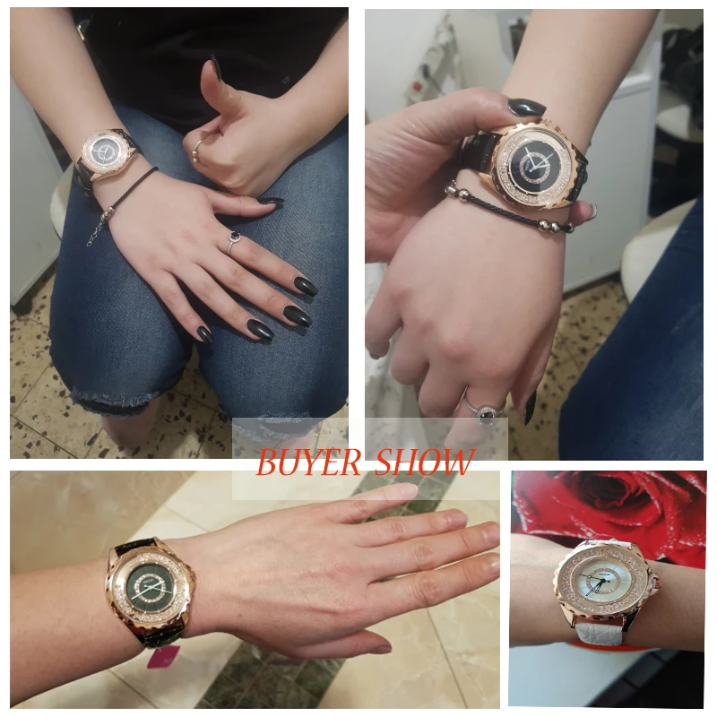

NO.2 Brand Luxury Ladies Watch Fashion Fine Rhinestone Crystal Dial High Quality PU Strap Waterproof Quartz Watch For Women