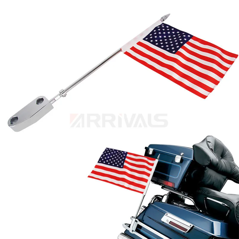 

1Pc Motorcycle Aluminum Rear Side Mount Flag Pole America Flag Fit For Harley Touring Electra Glide Classic CVO Road Glide Road
