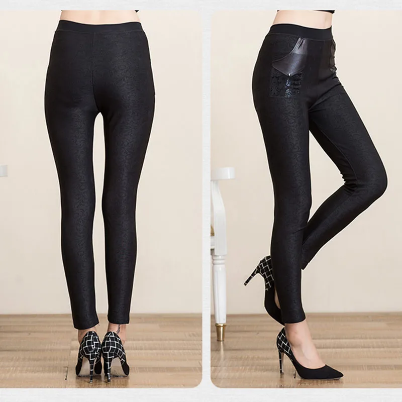 Женские зимние леггинсы женские бархатные теплые штаны с татуировкой модные
