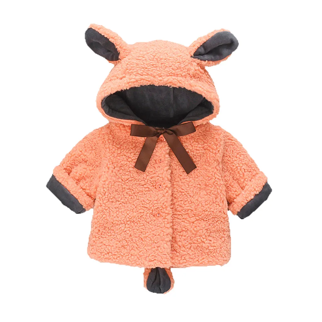 

JAYCOSIN New Toddler Baby Girl Winter Solid Windproof Coat Cartoon Hooded Warm Outwear Jacket Baby Girl Autumn Coat