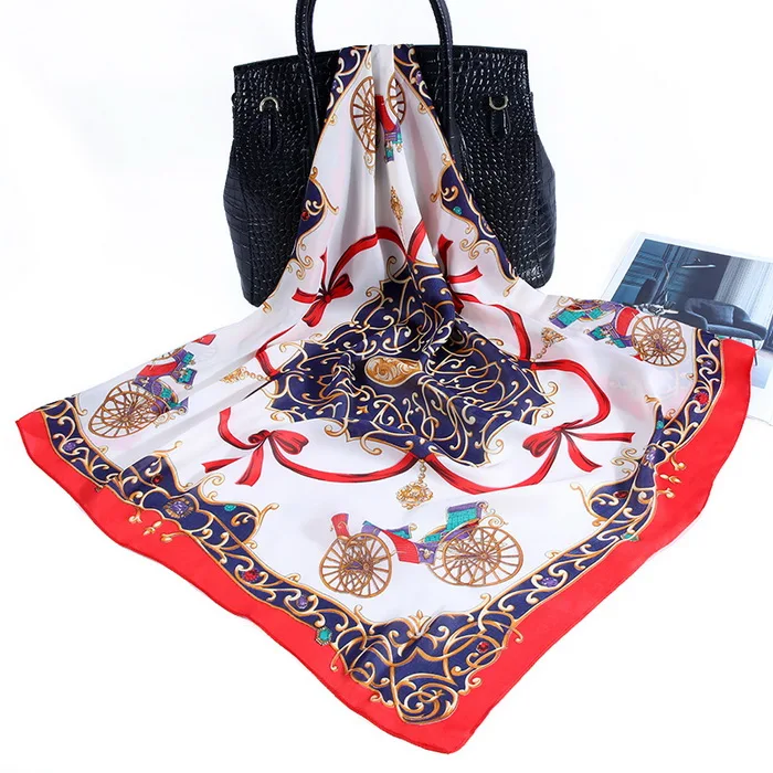 12 Fashion Women's Scarves 70x70 cm Ladies Square Scarf Elegant Vintage Skinny Handkerchief Silk Satin Scarf Women Bandanas - Цвет: 12