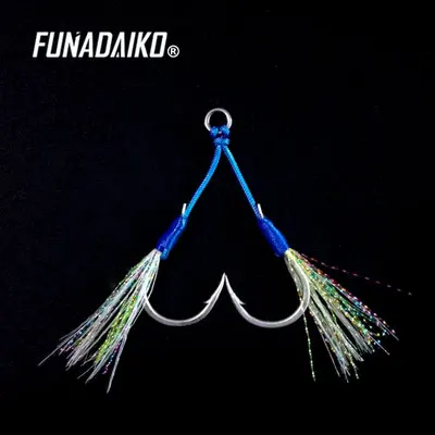 FUNADAIKO 5 упаковок/лот рыболовные крючки из высокоуглеродистой стали, двойной рыболовный крючок, рыболовный крючок, рыболовные крючки с перьями, Вибрационный крючок, рыболовные крючки - Цвет: Model5 5packs