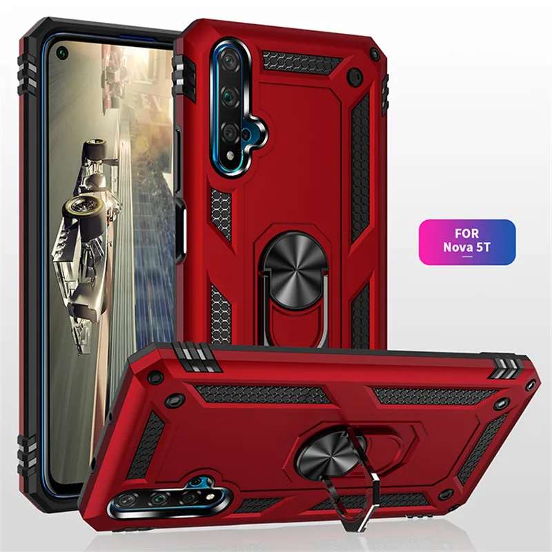 

For Huawei Nova 5T Case Magnet Car Ring Stand Holder Case For Huawei Nova 5T YAL-L21 YAL-L61 YAL-L71 Silicone Bumper Coque