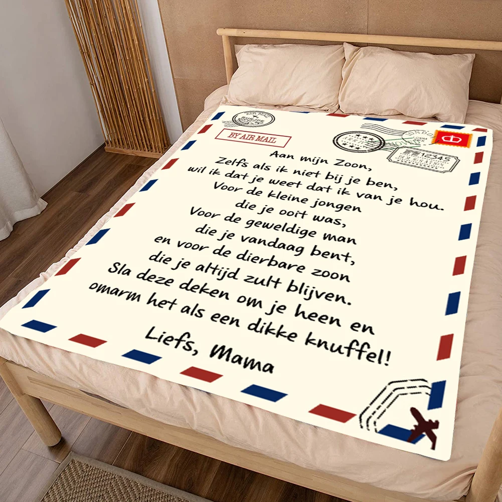 

Soft Flannel Throw Blanket Letter Printed Quilt Airmail 3d Print Keep Warm Sofa Child Blanket Home Textile Dreamlike Family Gift