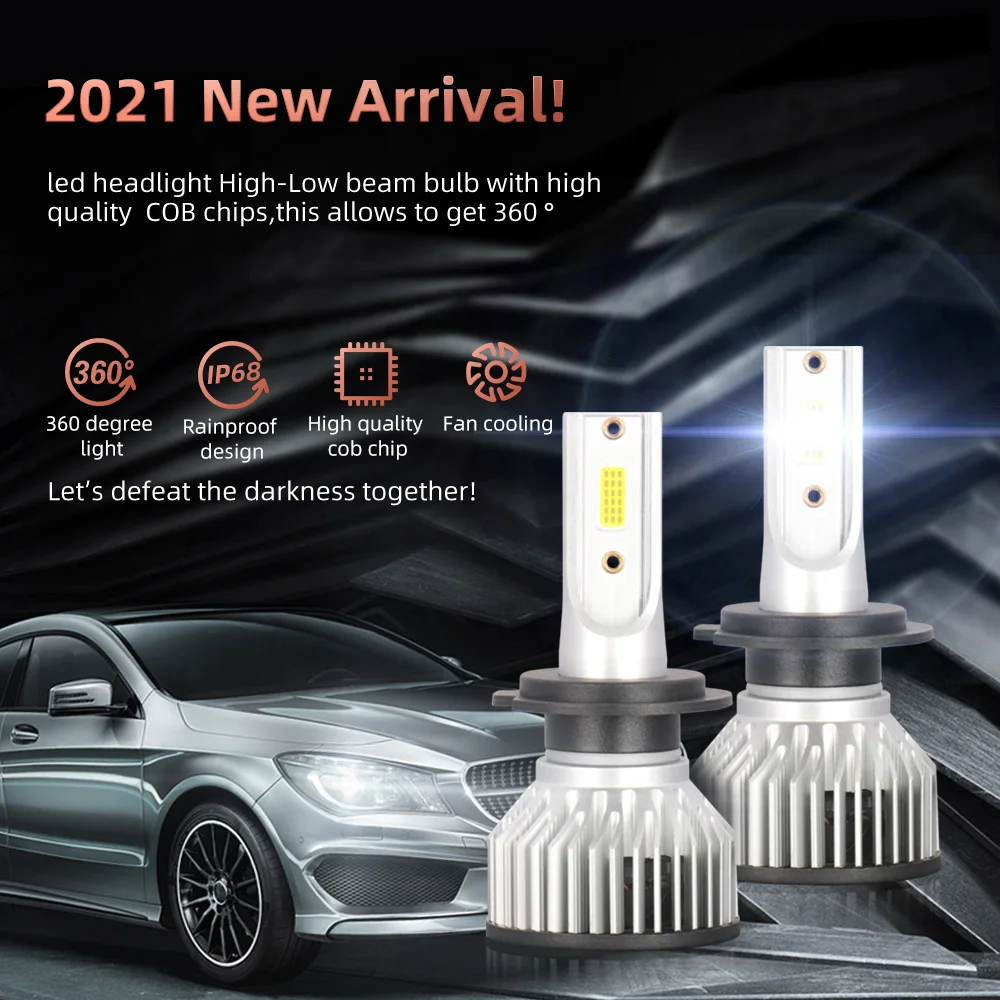 

roadsun Car Headlight H4 H7 LED H1 H3 H8 H9 H11 9005 9006 9004 9007 3000K 6000K 8000K Auto Fog Lights 12V LED Lamp Bulbs 12000LM