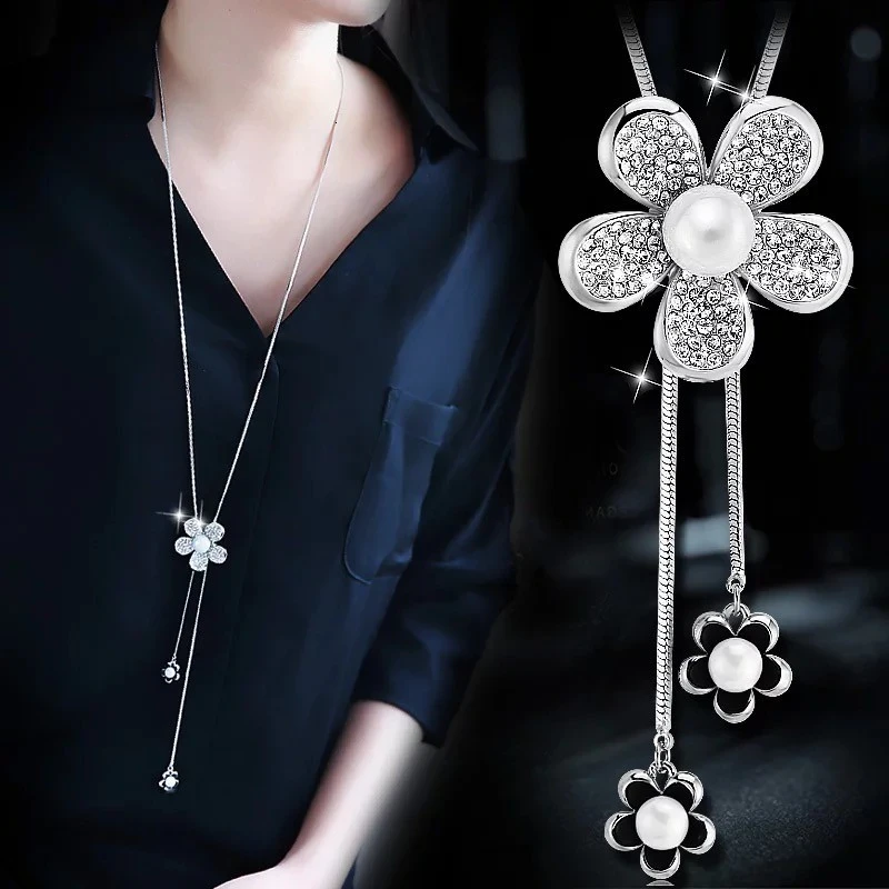 1 Flower Массивное Макси Модное Длинное ожерелье s& Кулоны для женщин модное геометрическое ожерелье Ювелирное колье Женские аксессуары для воротника - Metal Color: 1 Flower