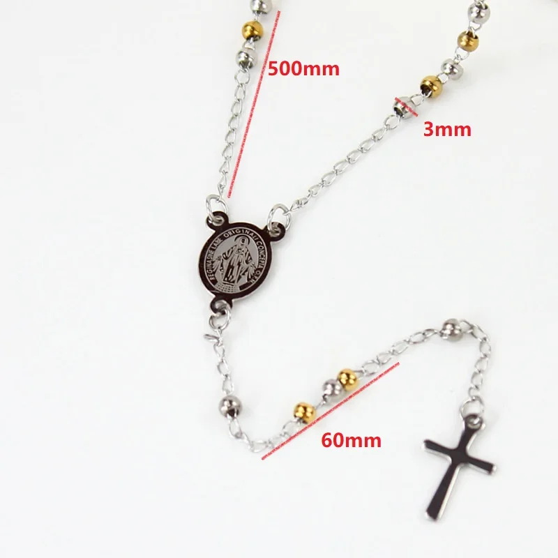 

Virgin Mary Necklace Stainless Steel Jewelry Catholic Rosary Cross Pendant Brand 1274