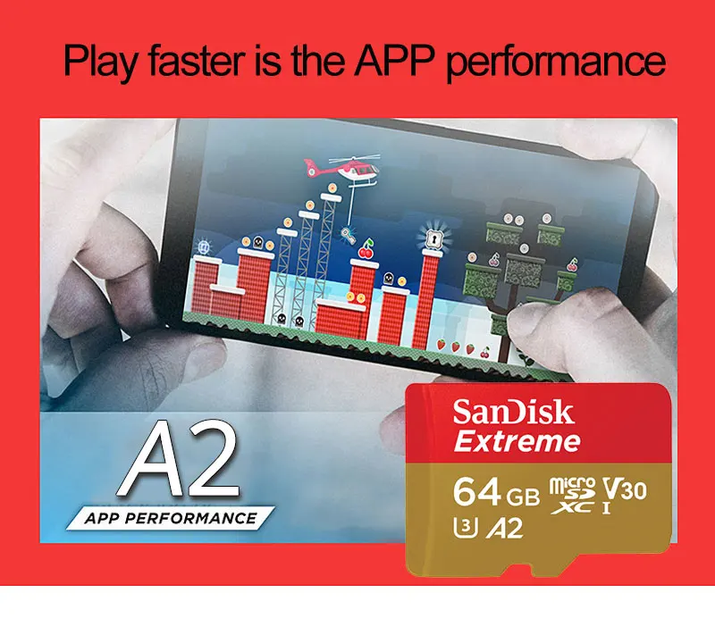 Двойной Флеш-накопитель SanDisk 64GB Microsd карта 32 Гб TF флеш-карта 128 Гб карта памяти 256 ГБ U3 V30 SDXC A1/A2 UHS-I C10 в формате 4K UHD, для смартфона 160 МБ/с