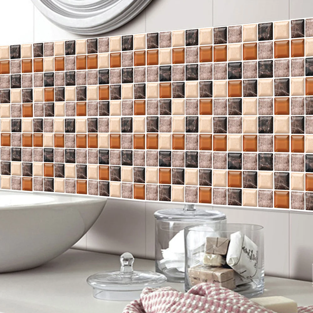 

6pcs Mosaic Wall Tiles Waterproof Sticker Bathroom Bedroom Wall Stickers Floor Renovation 3D Stereo Tile Stickers Home Decoratio
