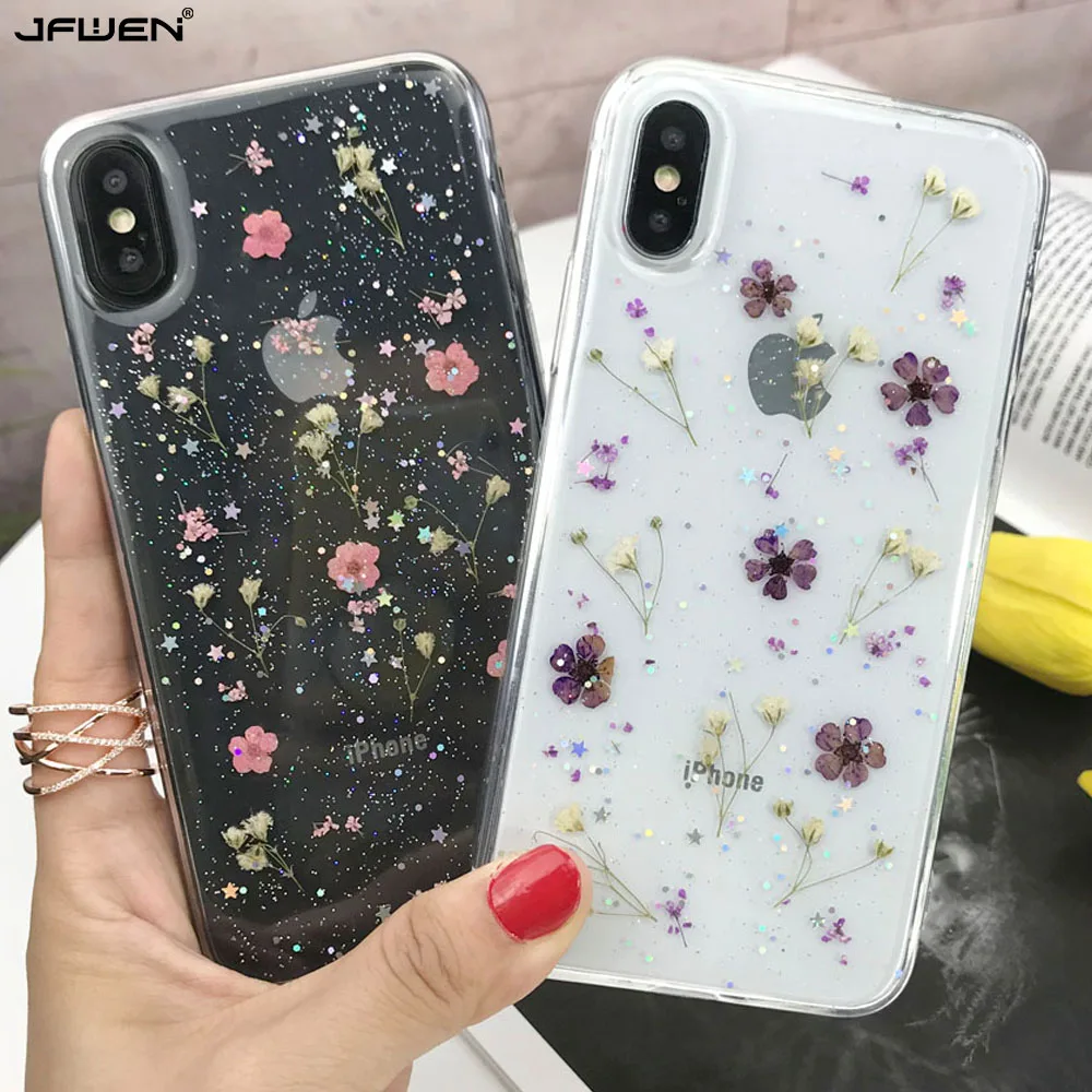 Настоящие сухие цветы чехол для iphone 7 8 Plus X чехол для iphone 11 Pro XR X XS Max 8 7 6S 6 Plus чехол силиконовый чехол для телефона s