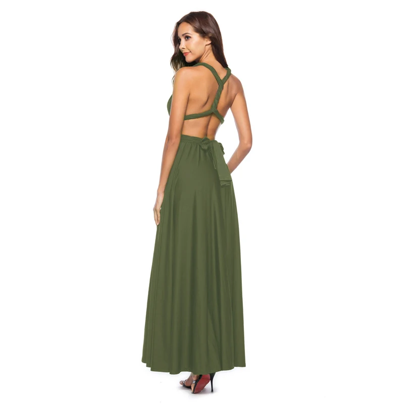 

2019 New Woman Party Dress Multi-wear Multi-rope Cross Backless Sexy Bandage Dress Long Dress 7 Colors