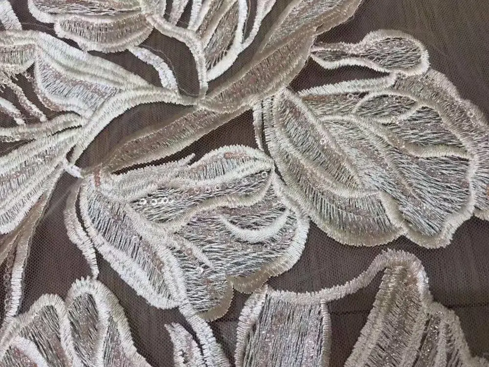 Высококачественное французское Сетчатое кружево с вышивкой из нескольких