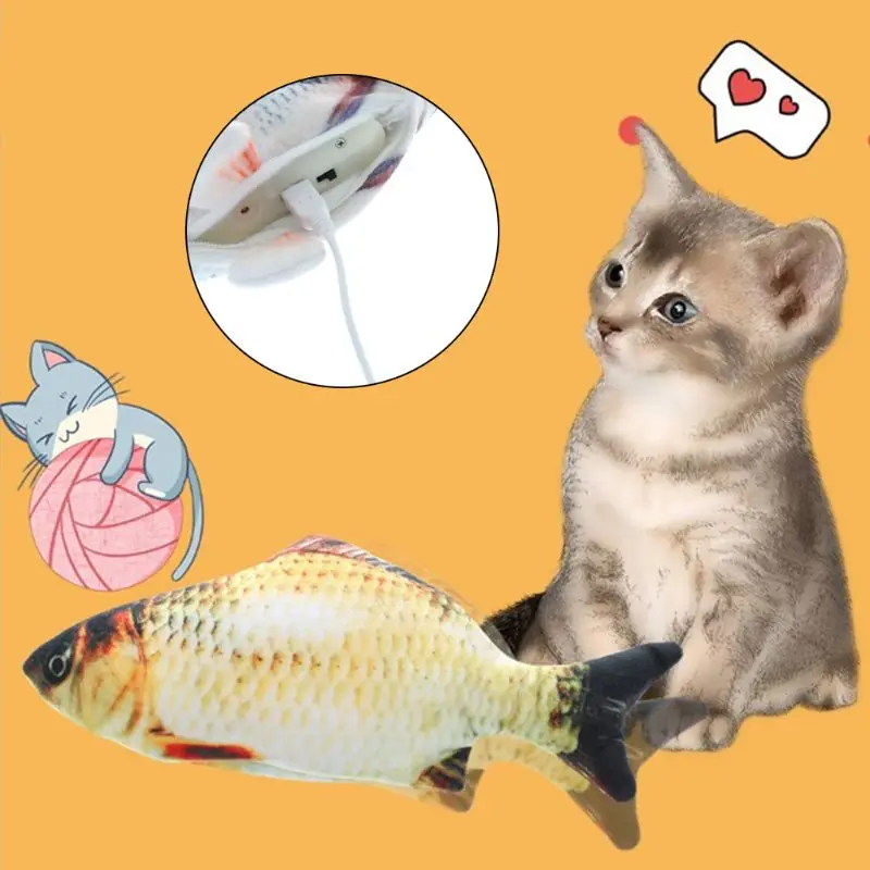 

Electric Fish Shape Catnip Cat Toy Realistic Plush Wagging Fish Interactive Gift