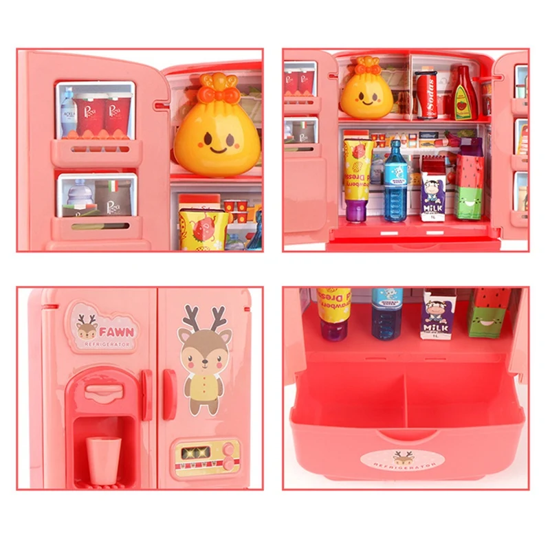 

1 Set Simulation Fun Smart Refrigerator Toys Home Appliances Children Pretend Play Double Door Fridge Kitchen Toy
