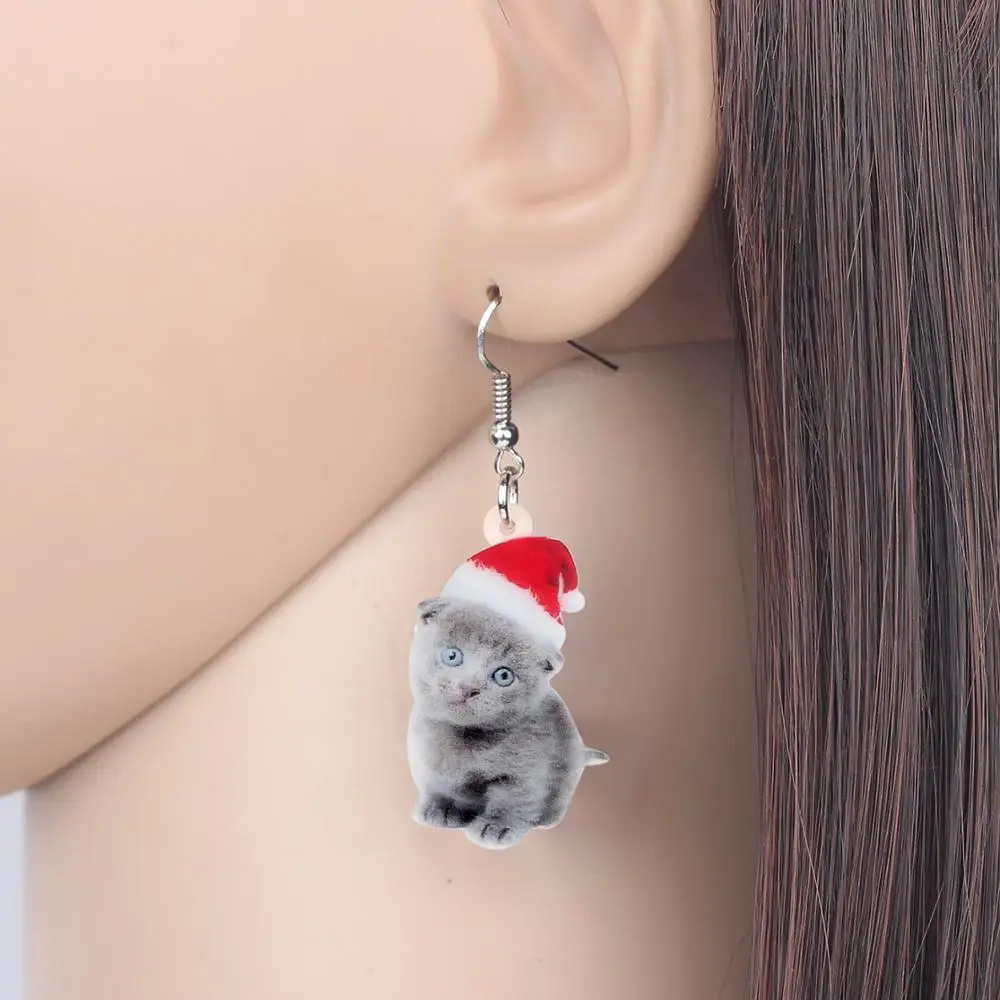 Акриловые рождественские Милые серые котенки Bonsny женские домашние животные