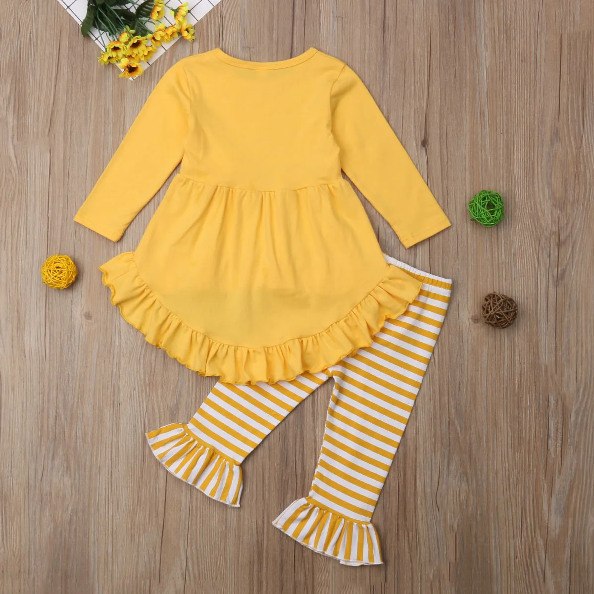 Осенняя одежда для маленьких девочек от Citgeett с единорогом желтая футболка топ