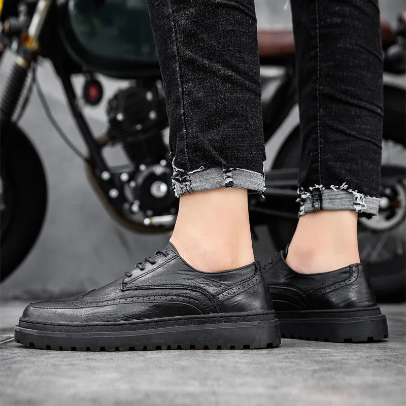 Туфли мужские на шнуровке мягкие мокасины роскошная модная Уличная обувь из