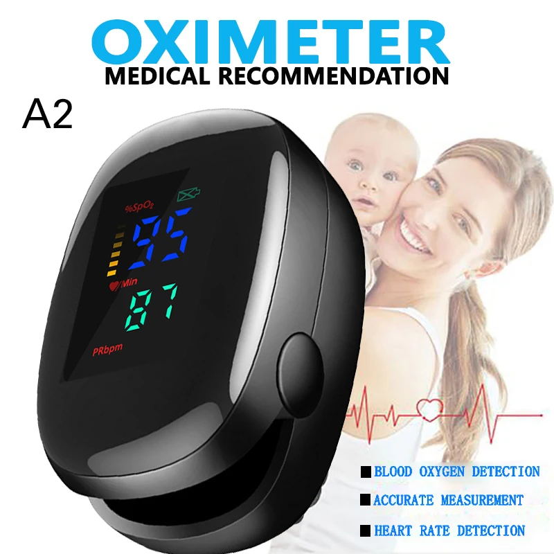 Пульсоксиметр Пальчиковый A2 портативный измеритель пульса и уровня кислорода в