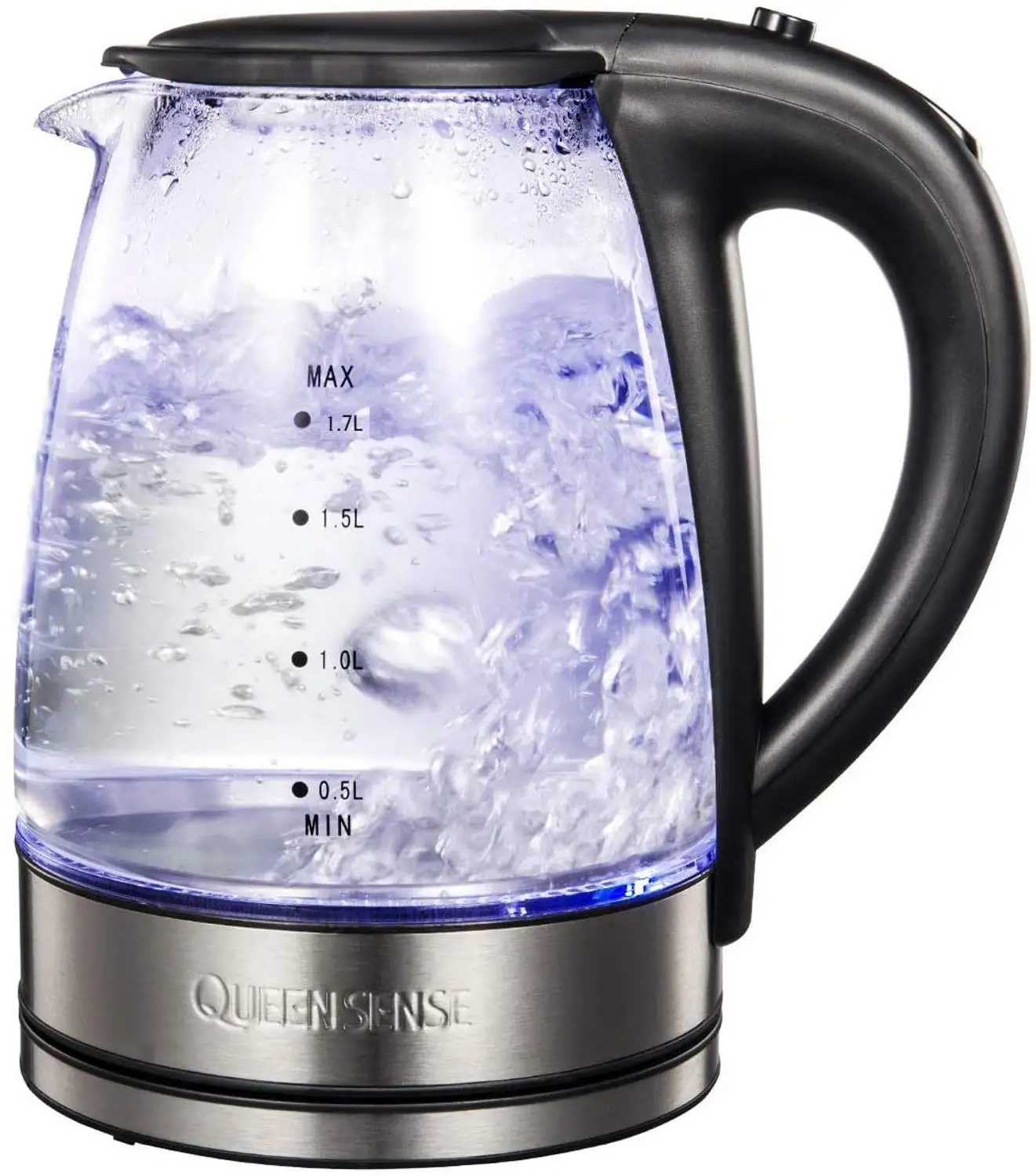 Queensense чайник стеклянный электрический 1 7 л с синим светодиодный 2200 Вт быстрого
