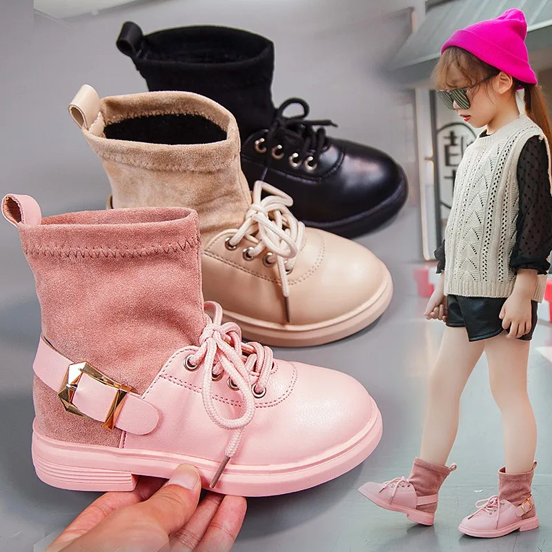 Обувь коллекция 2019 года модные зимние детские ботинки для девочек теплые кожаные