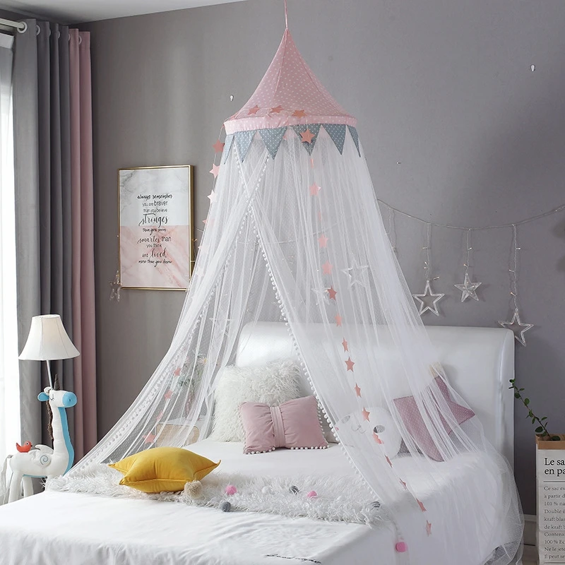 

Baby Bed Canopy Curtain Around Dome Mosquito Net Crib Netting Hanging Tent for Children Baby Room Decoration Baby Bed