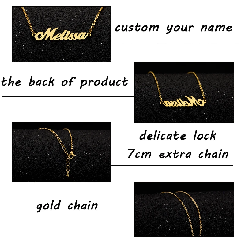 Ожерелье из нержавеющей стали с индивидуальным именем розовое золото