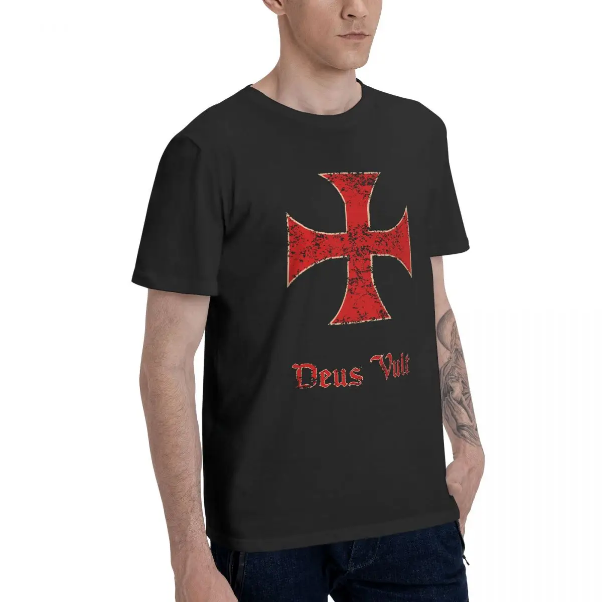 Мужские футболки Deus Vult Crusader Cross Рыцари Templar одежда из чистого хлопка футболка с