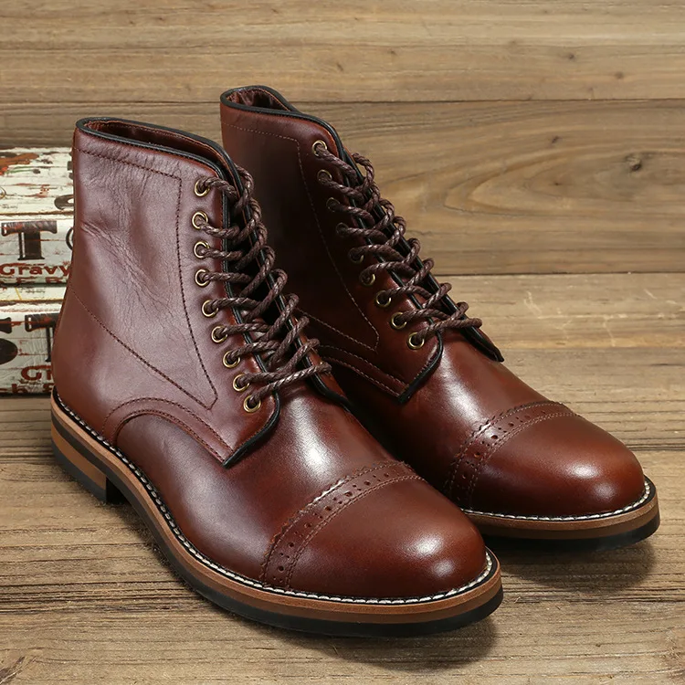 Высококачественные мужские ботинки в британском стиле зимние на шнуровке